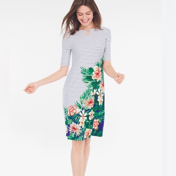 ❤️ Striped Palm Dres - Picture 1 of 8